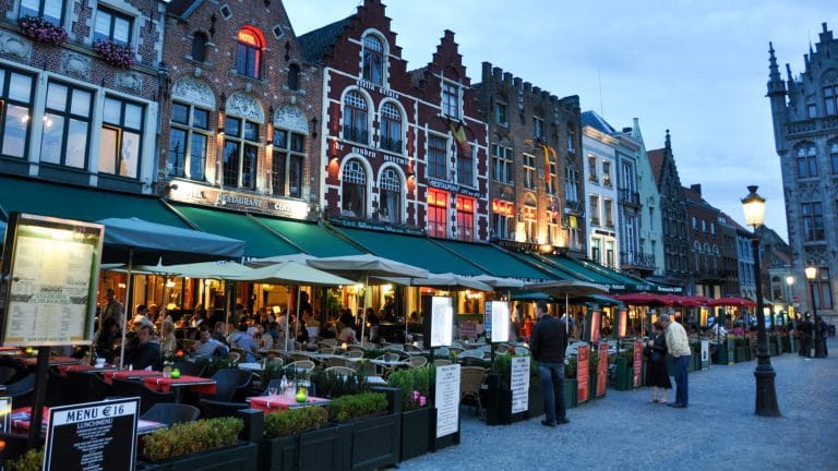 article belgium bruges street dusk
