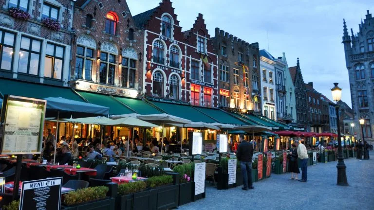 article belgium bruges street dusk