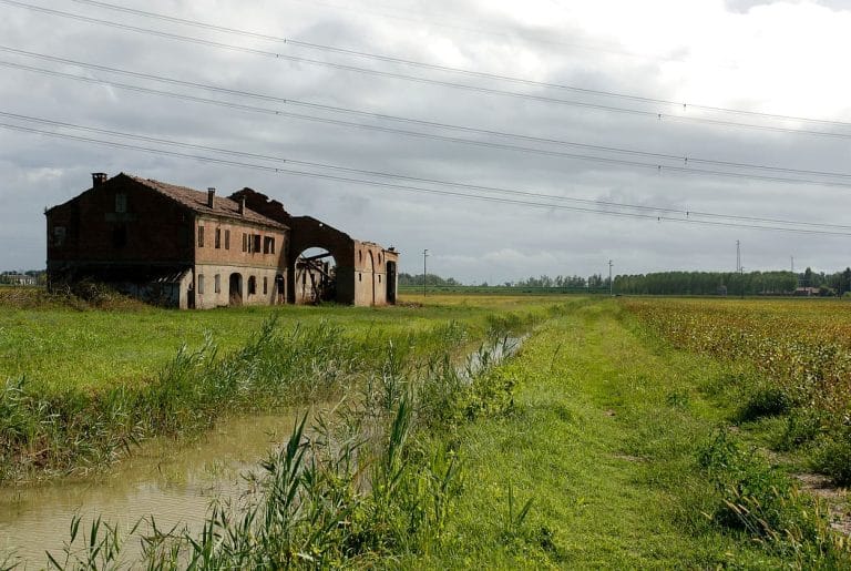 Old buildings on land